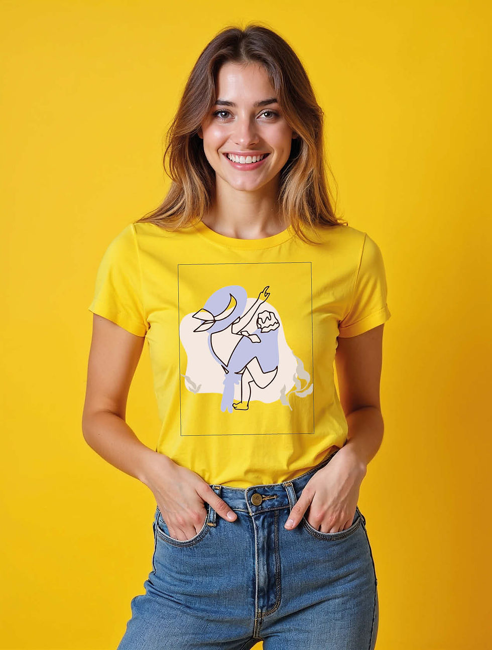 Thumbnail: Abstract Dabbing Figure Trendy Women’s Printed T-Shirt – Fast Delivery