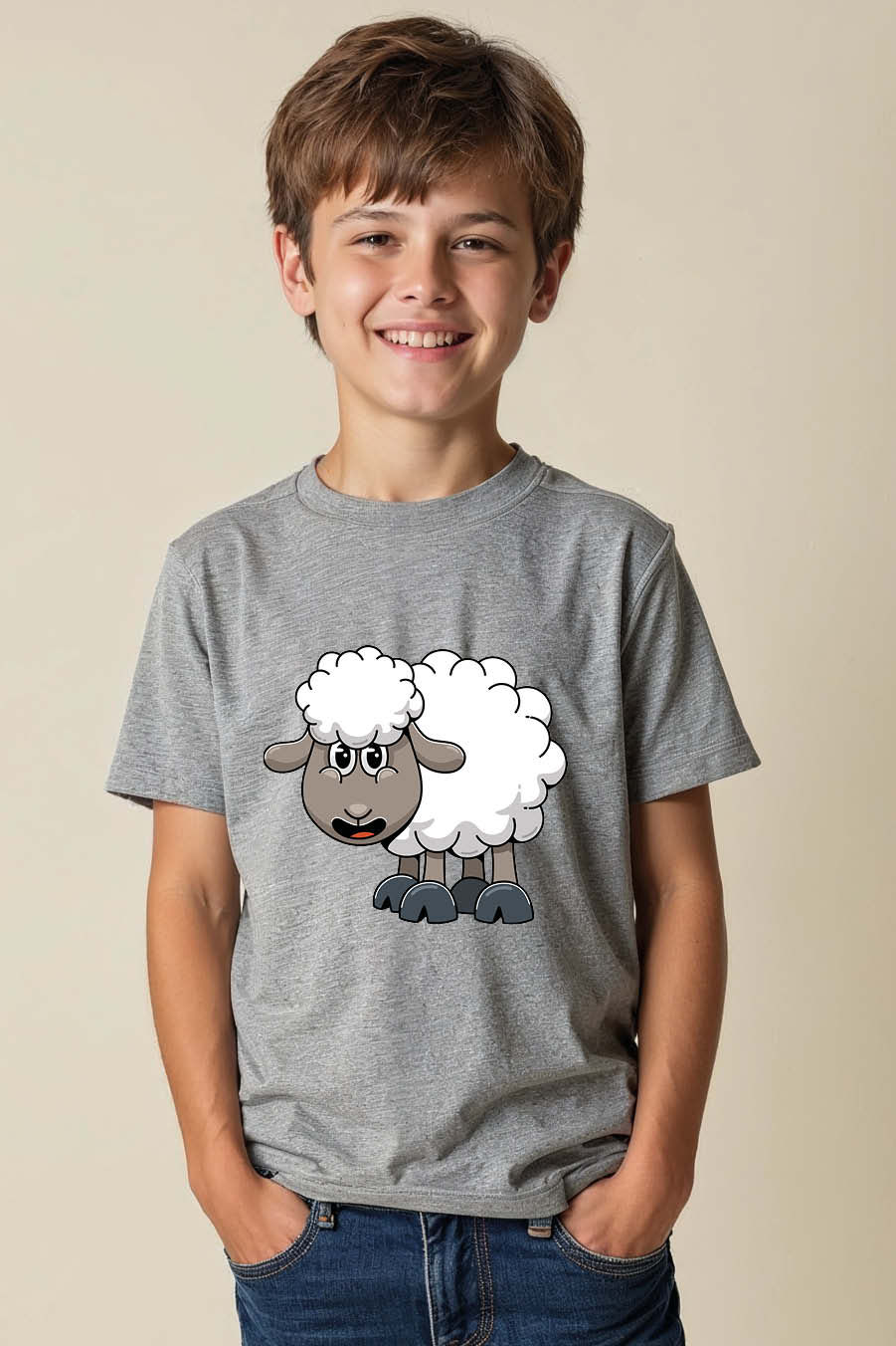 Thumbnail: Cartoon Fluffy Sheep Graphic T-Shirt Colorful Kids Printed T-Shirt
