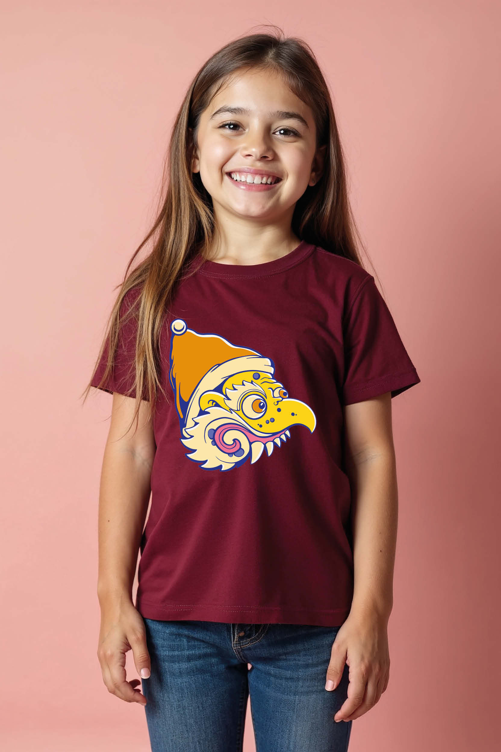 Christmas Parrot or Bird Head T-Shirt Trendy Stylish Kids Graphic T-Shirt