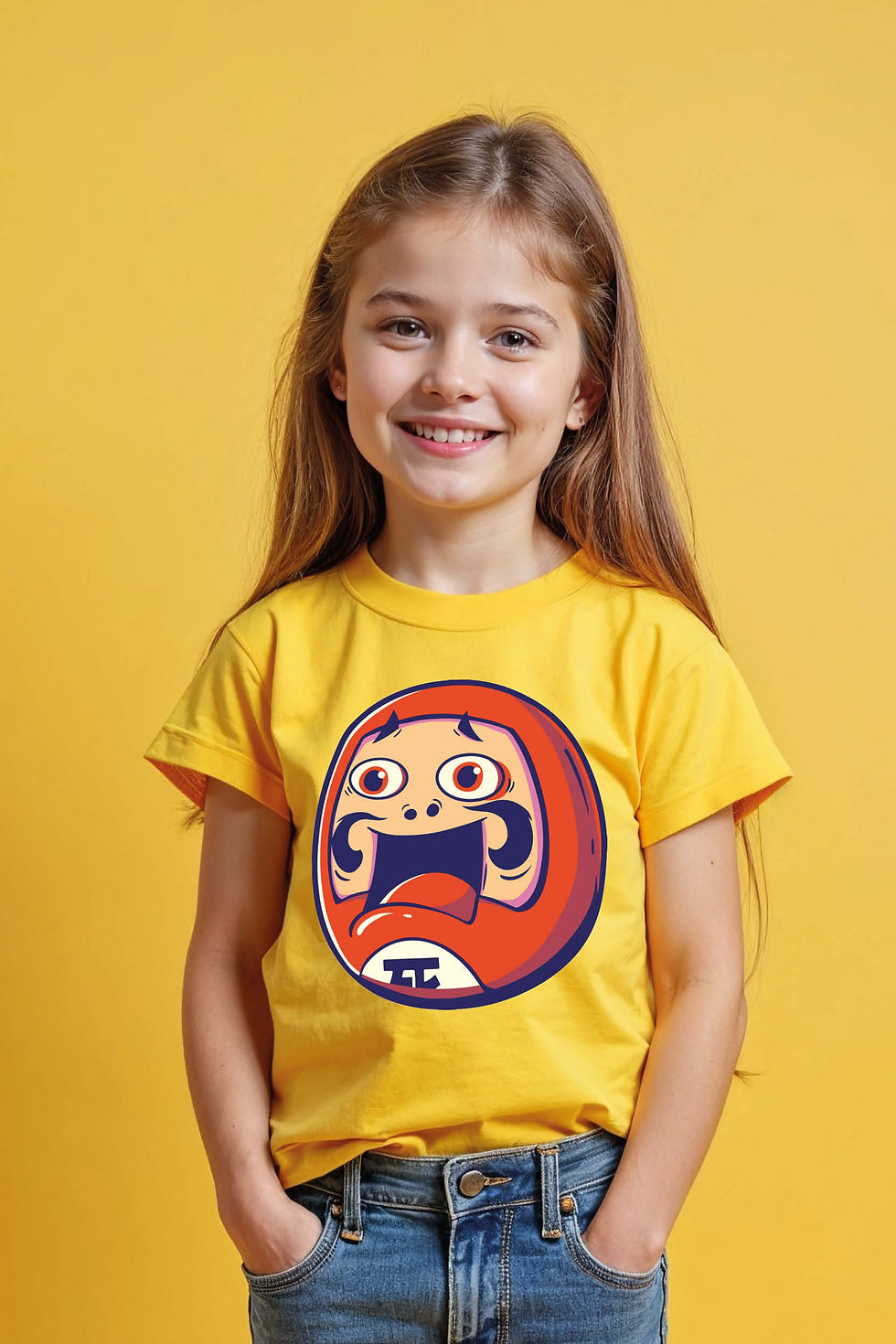 Shocked Screaming Daruma Doll Kids Stylish Kids Graphic Tee – Artwork Print