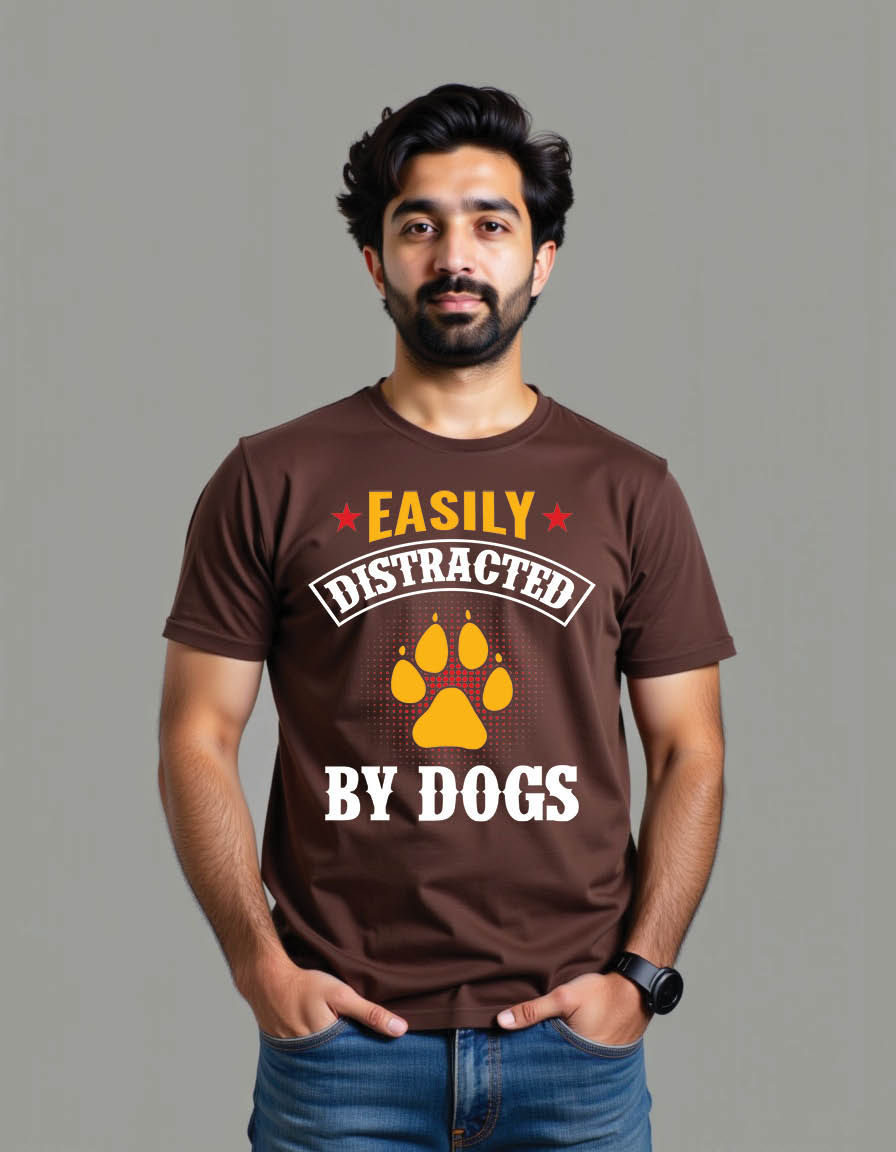 Thumbnail: easily distracted by dogs quotes mens printed graphic t shirt