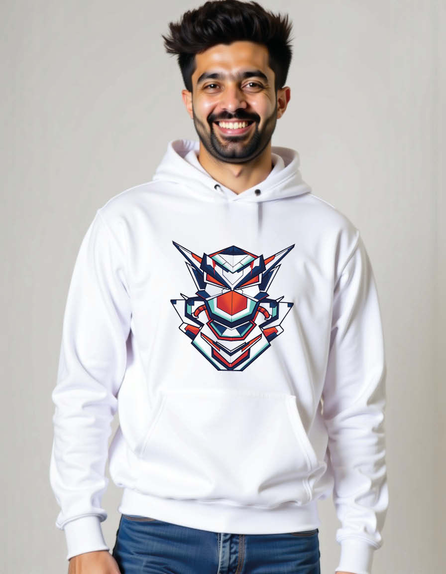 Thumbnail: Futuristic Cyber Samurai Mask Casual Unisex Printed Graphic Hoodies
