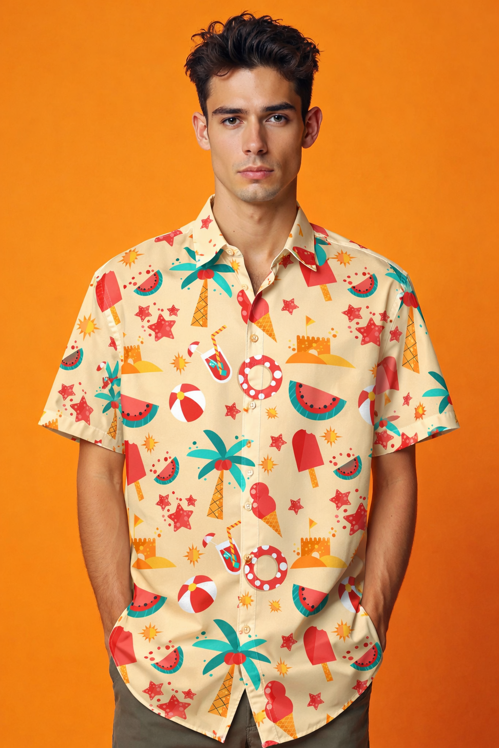 Beach vibes Premium Quality Patterned Oversized Shirt – All Over Print