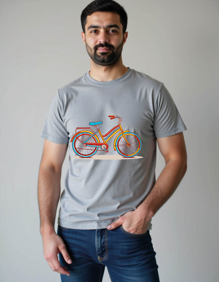 Thumbnail: bicycle with pop art style mens printed graphic t shirt