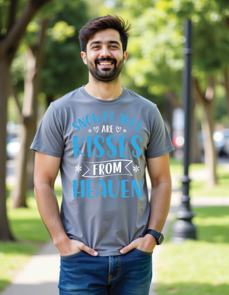 Thumbnail: snowflakes are kisses from heaven winter mens printed graphic t shirt