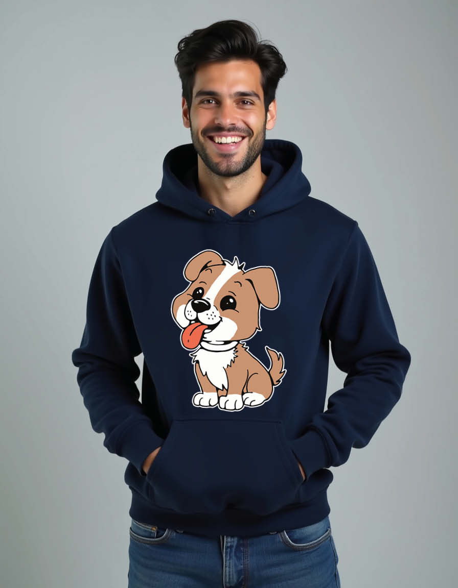 Thumbnail: Happy Puppy Classic Unisex Graphic Printed Hoodies for mens & womens