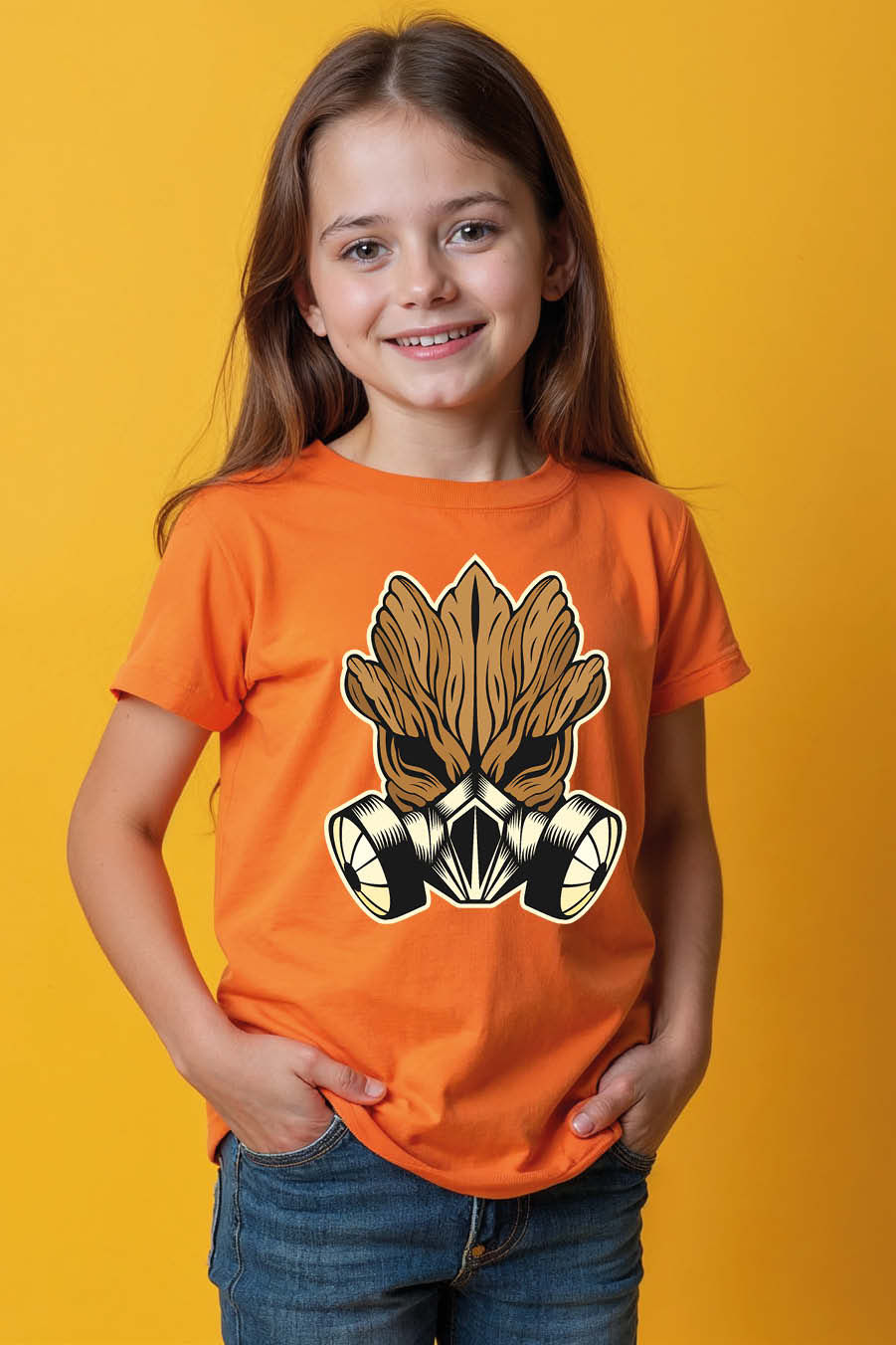 Thumbnail: Wood Mask with Gas Respirator Graphic T-Shirt Fashion Stylish Kids Graphic