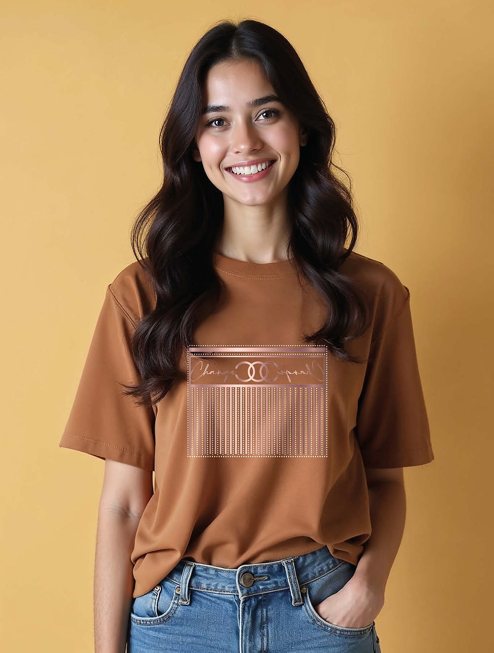 Thumbnail: change yourself Modern Women’s Printed Graphic Typography T-Shirt – Buy Now