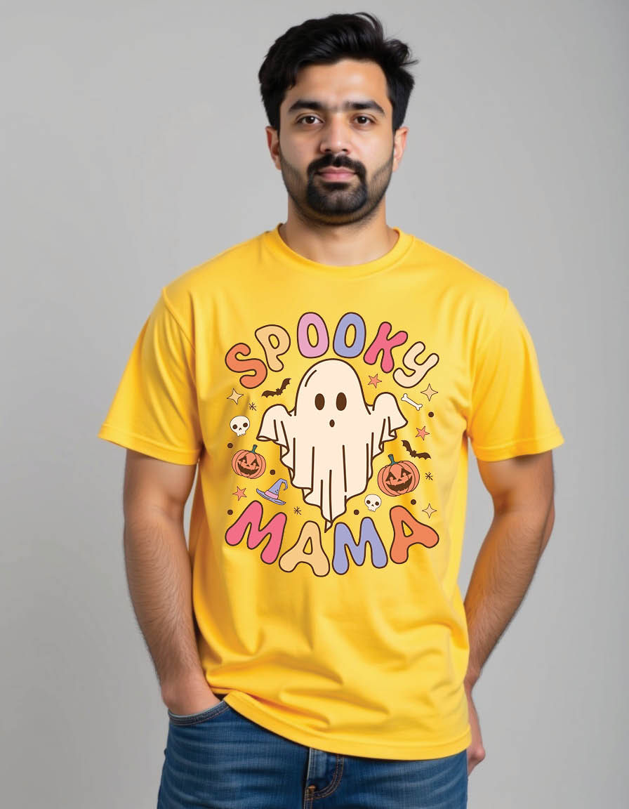 Thumbnail: spooky mama retro groovy halloween mens printed graphic t shirt
