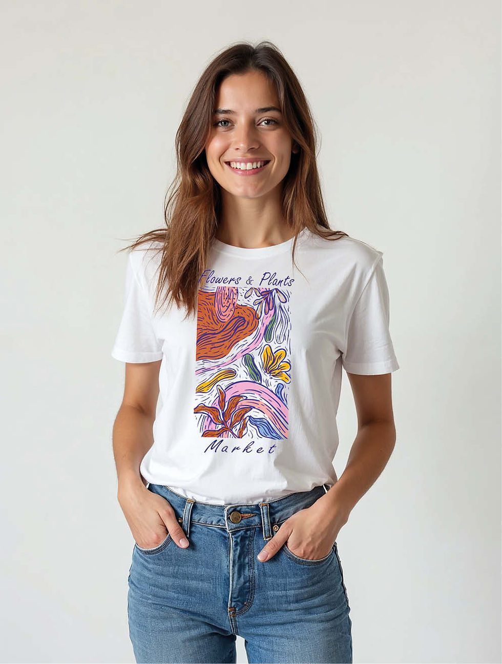 flowers and plants market  Chic Women’s Printed Graphic Streetwear T-Shirt