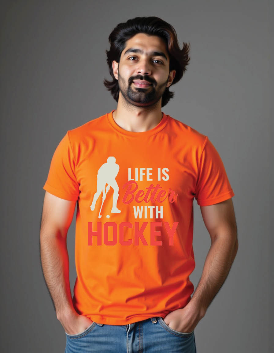 Thumbnail: life is better with hockey field hockey mens printed graphic t shirt