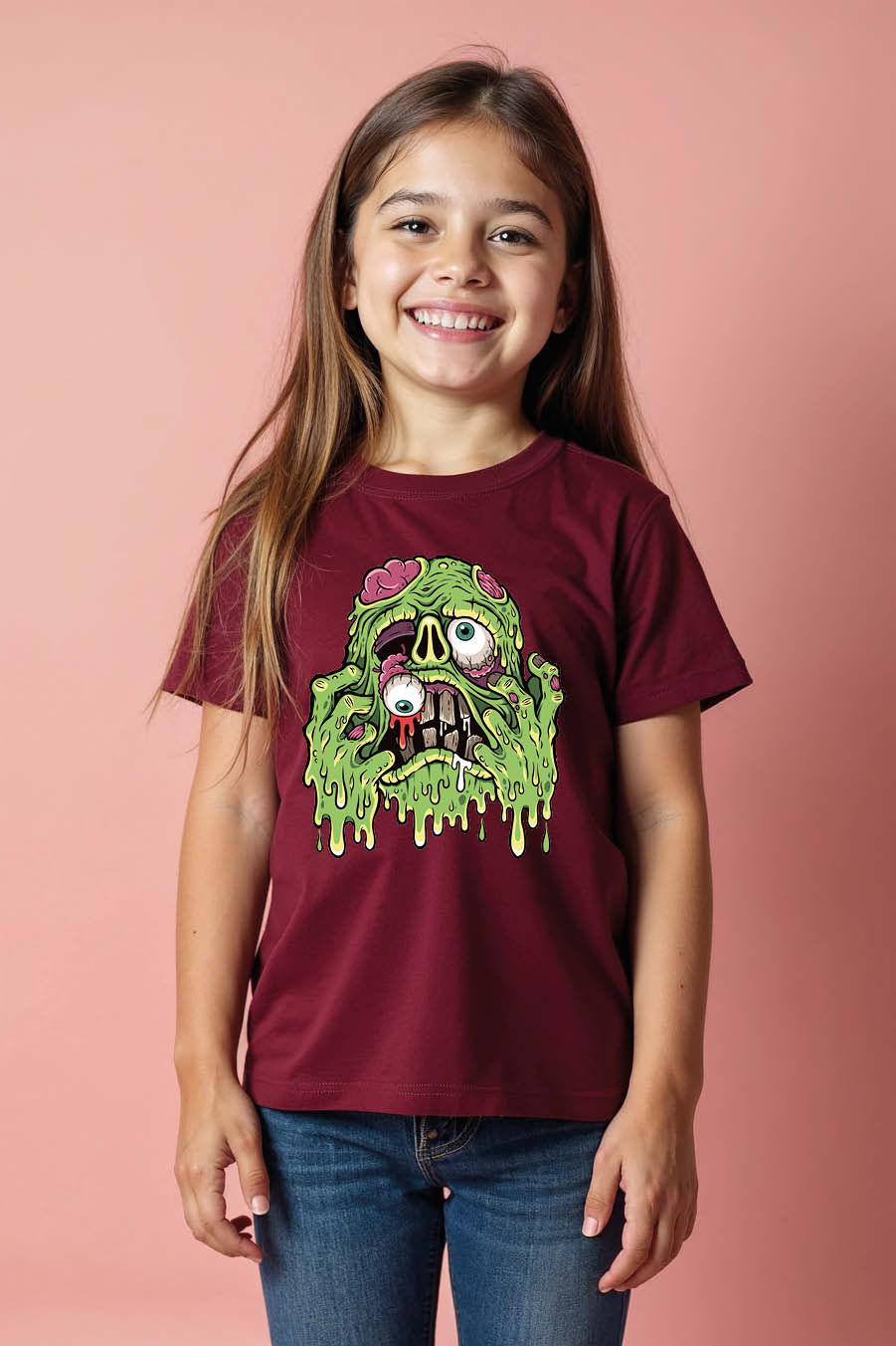 Thumbnail: Slime Dripping Zombie Head Graphic T-Shirt Cotton Kids Graphic Tee