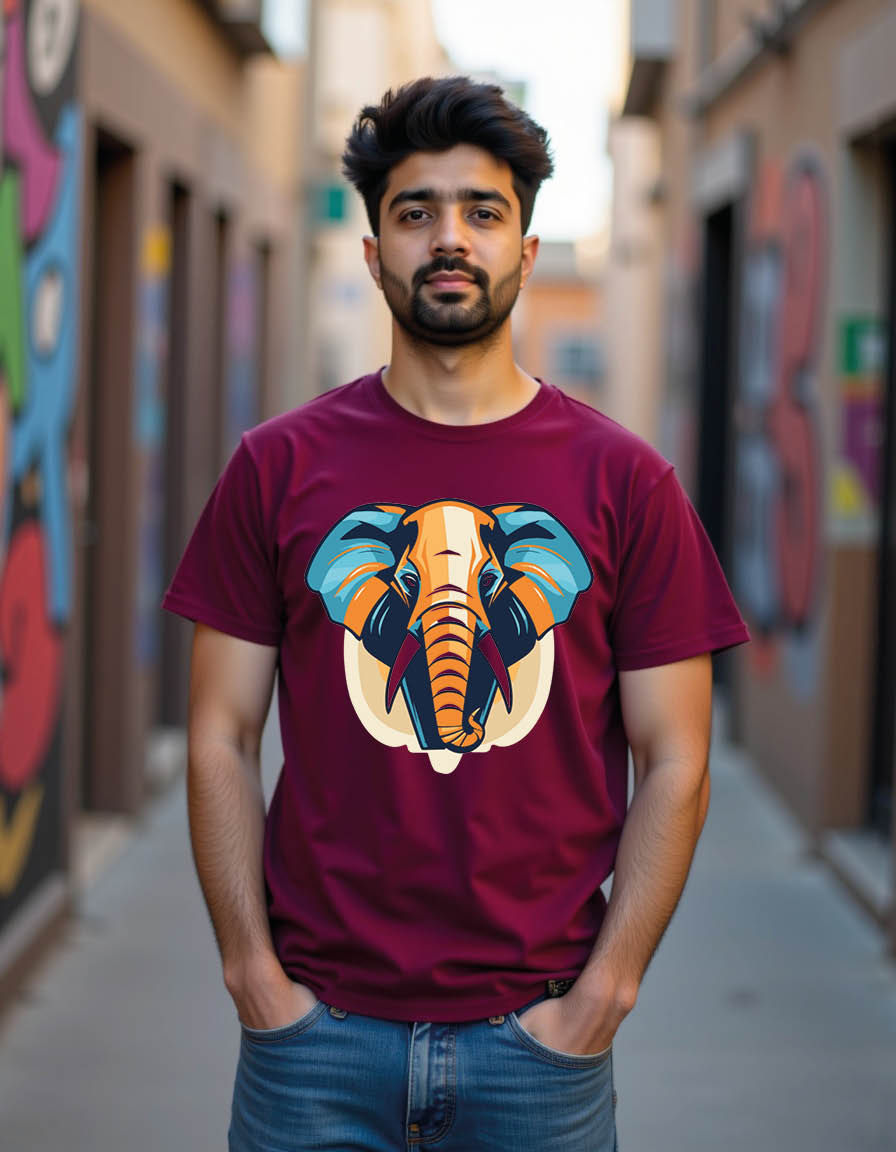 Thumbnail: elephant mascot mens printed graphic t shirt