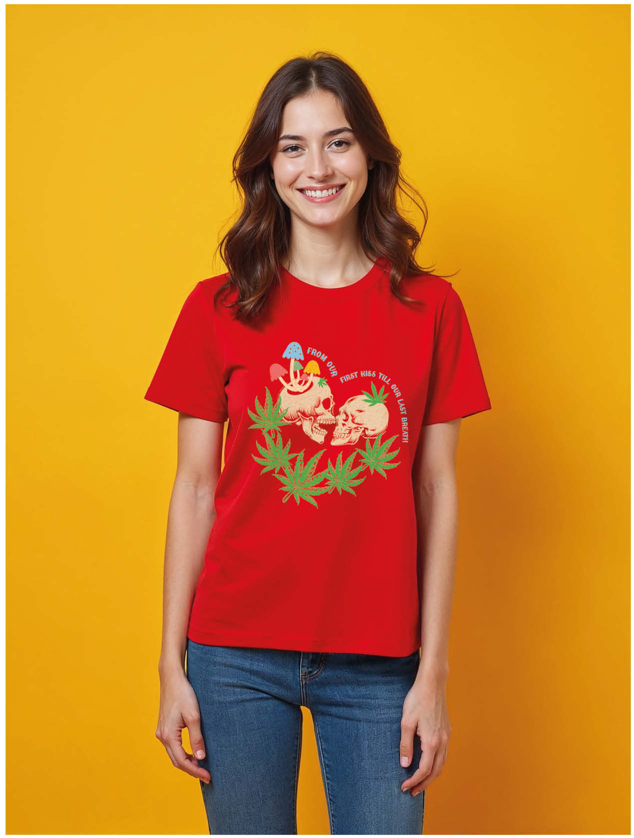 Psychedelic Skulls and Mushrooms Stylish Women’s Printed Graphic Streetwear Tees