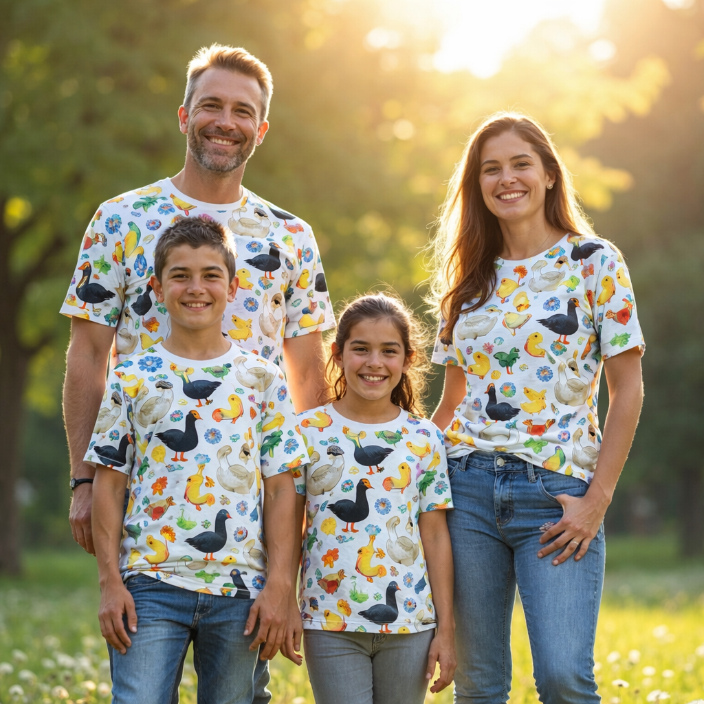 bird and chick graphic family matching printed tees pack of 4