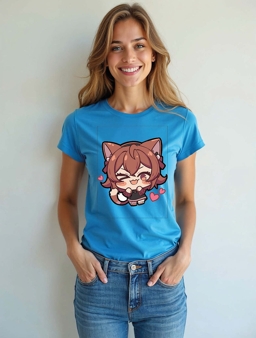 Thumbnail: Winking Chibi Neko Girl  Stylish Women’s Stylish Quote T-Shirt – Sale