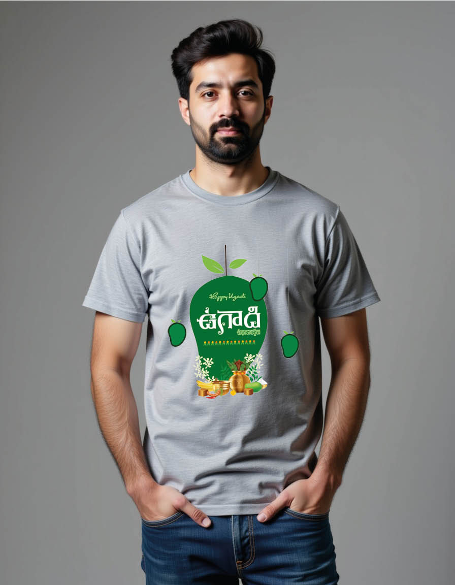 Thumbnail: Happy ugadi Unisex printed graphic t shirt