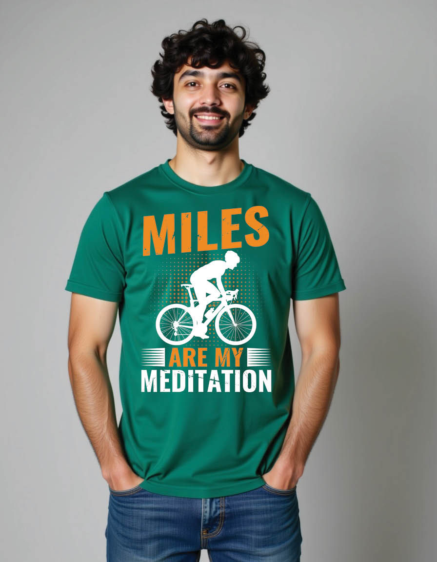 Thumbnail: miles are my meditation cycling quotes mens printed graphic t shirt