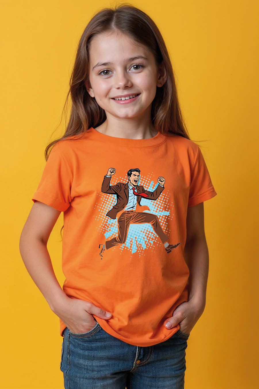 Thumbnail: Jumping for Joy Pop Art Man Kids T-Shirt Cotton Kids Printed T-Shirt – Quote