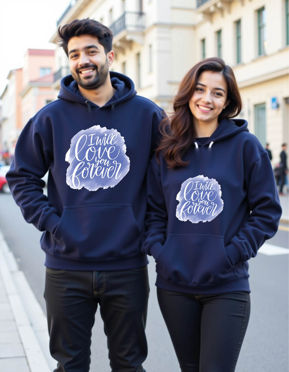 i will love you forever Vintage Printed Graphic Couple Hoodies