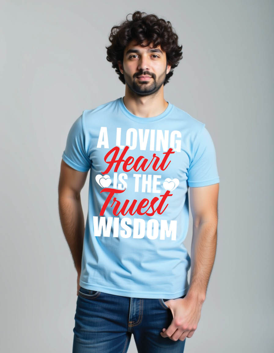 Thumbnail: loving heart is truest wisdom valentines day mens printed graphic t shirt