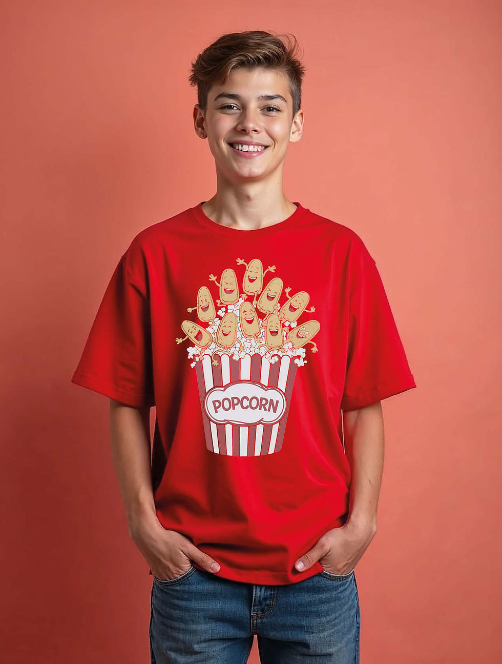 popcorn  Cool Streetwear Unisex Oversized Drop Shoulder T-Shirt for Men & Women