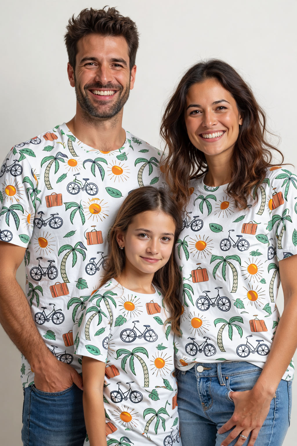 Family vacation vibes in matching printed T-shirts pack of 3