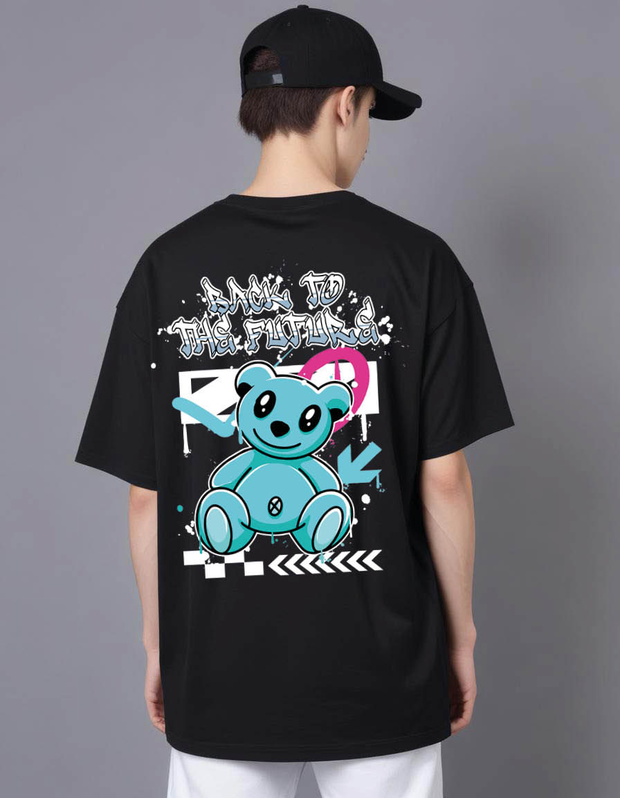 Thumbnail: bear street wear with slogan back Oversized Printed t shirt