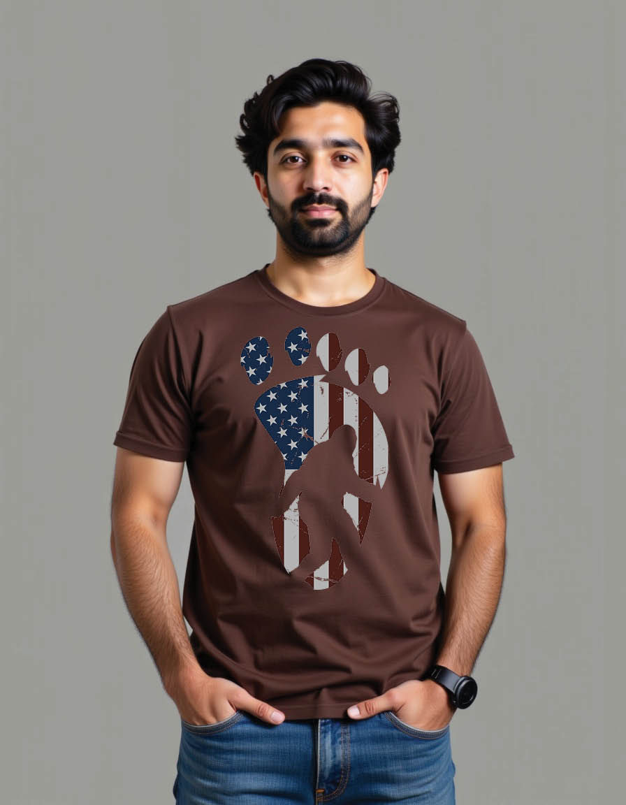 Thumbnail: america flag bigfoot adventure lover mens printed graphic t shirt