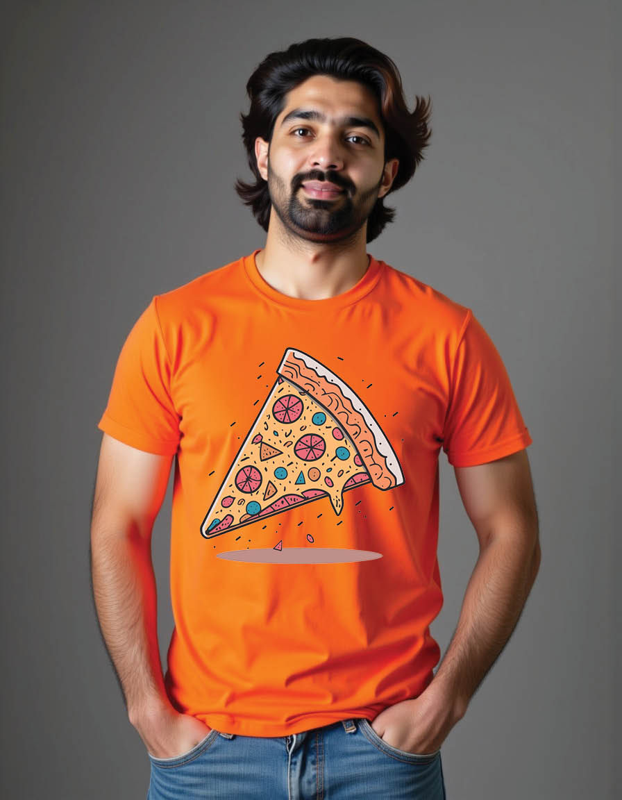 Thumbnail: slice pizza vector cute simple minimalist cheese mens printed graphic t shirt