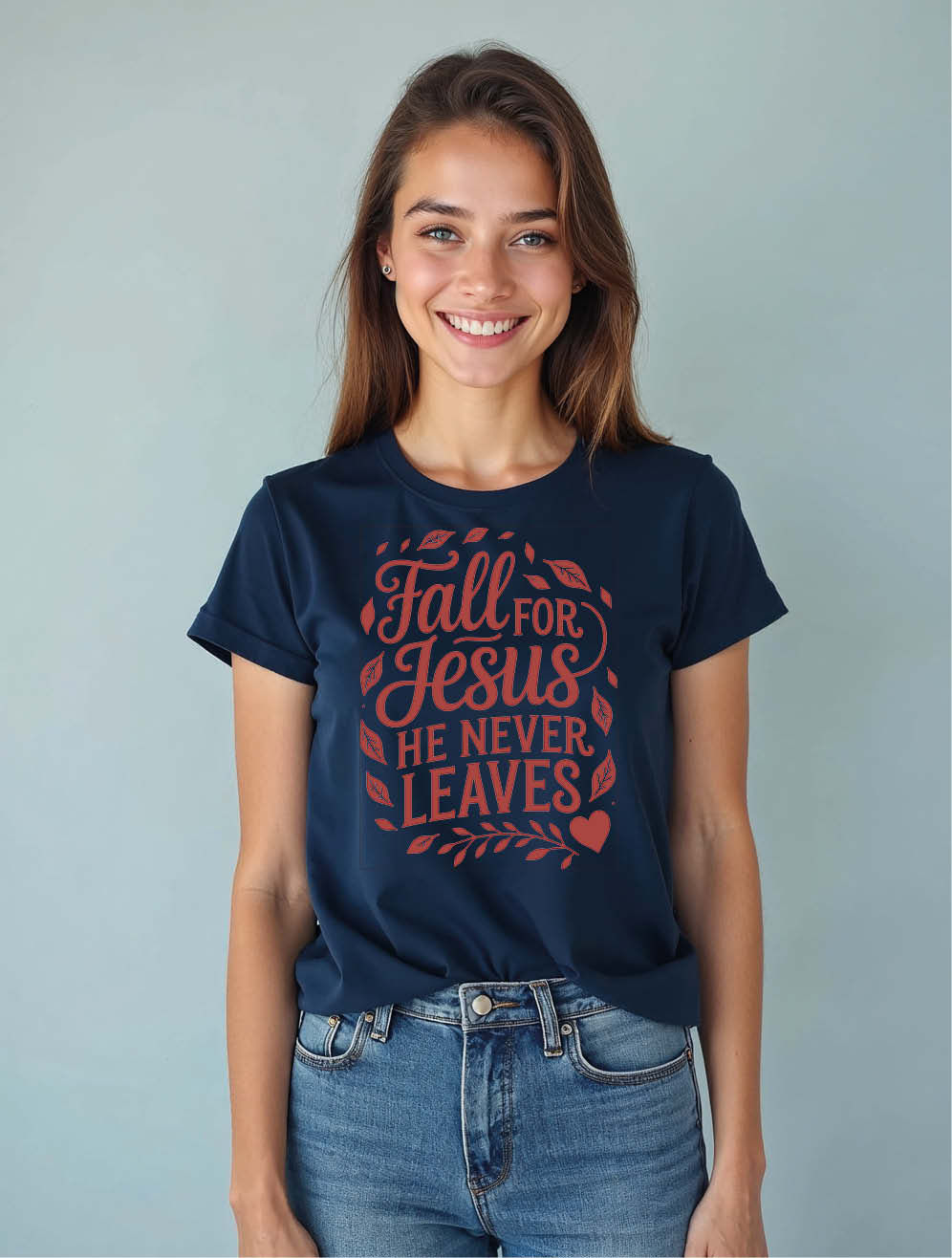 Fall for jesus he never leaves Classic Women’s Typography T-Shirt – Limited