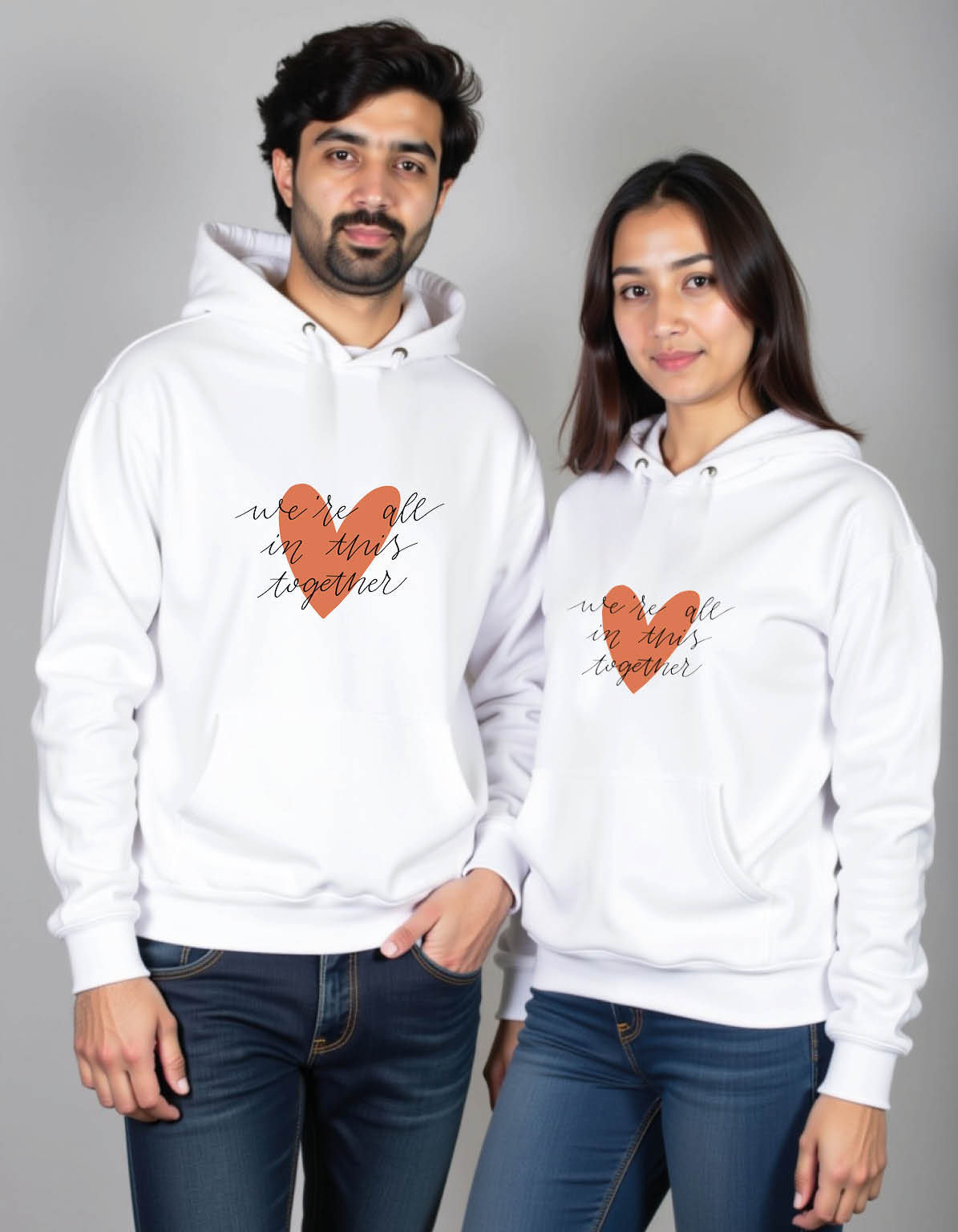 we are all in this together Vintage Printed Graphic Couple Hoodies