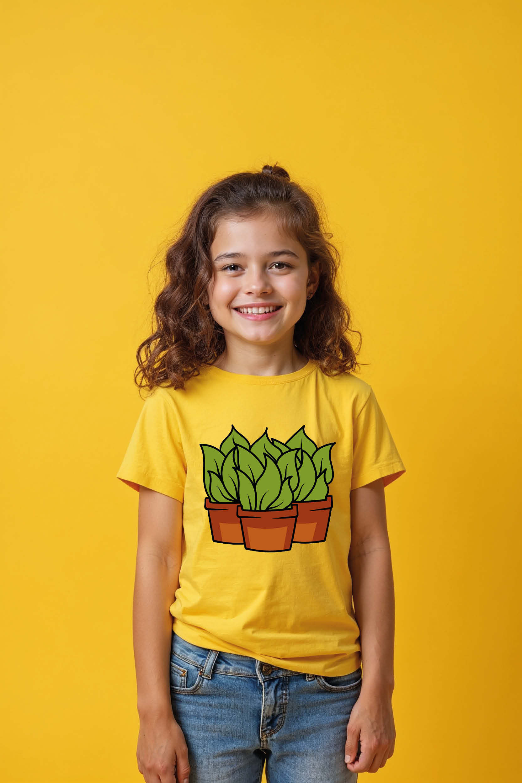 Group of Potted Snake Plants Premium Kids Printed T-Shirt – Space Print Design