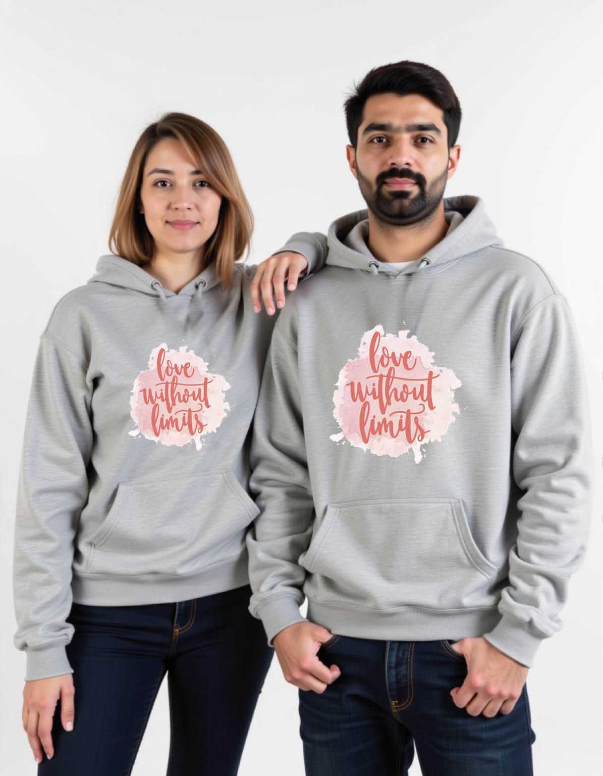 love without limits Urban Printed Graphic Couple Hoodies