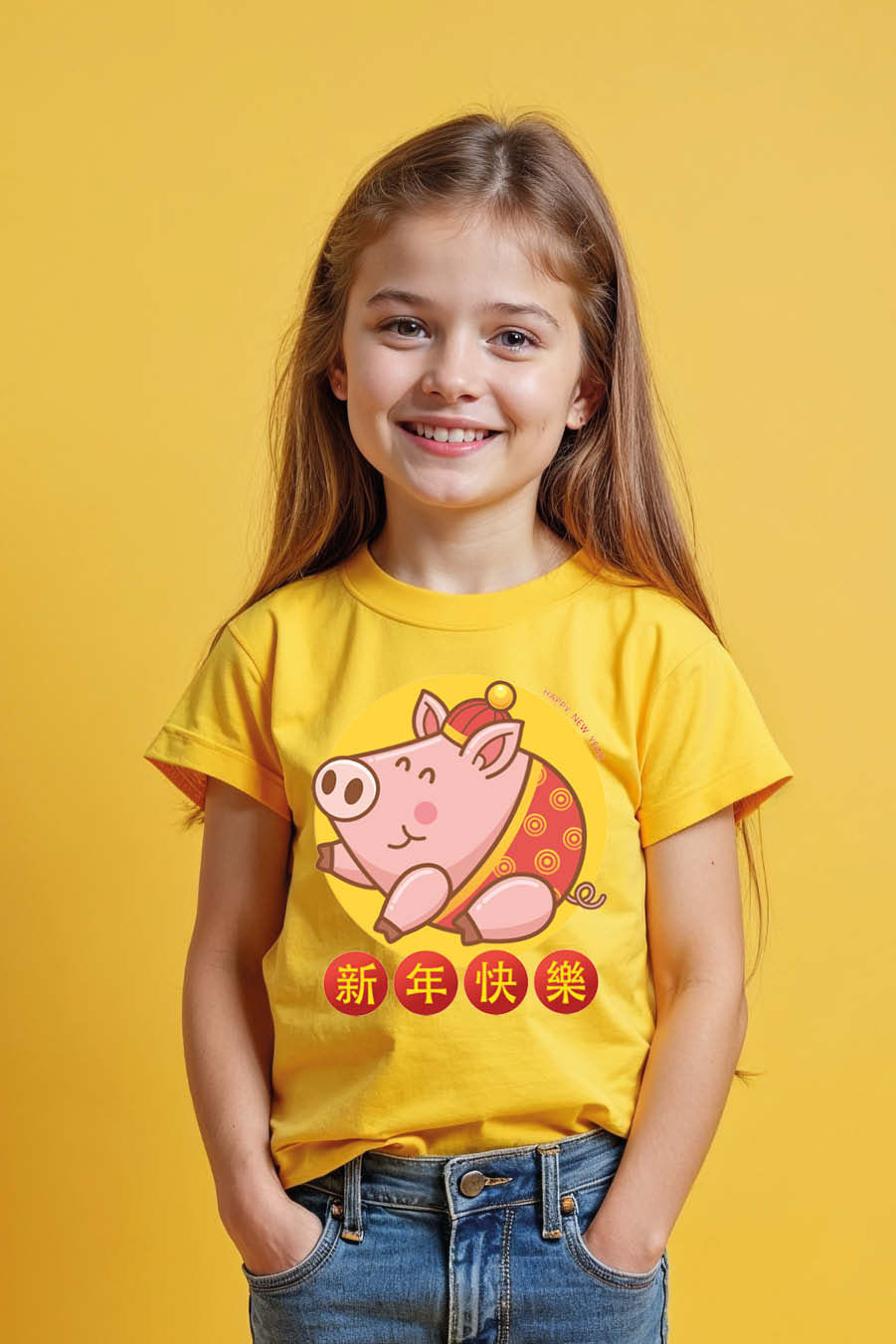 Thumbnail: Chinese New Year Pig Happy New Year Graphic T-Shirt Trendy Unisex Kids Graphic