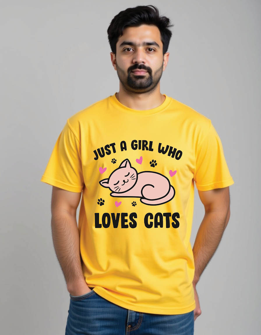 Thumbnail: just girl who loves cats typography cat mens printed graphic t shirt