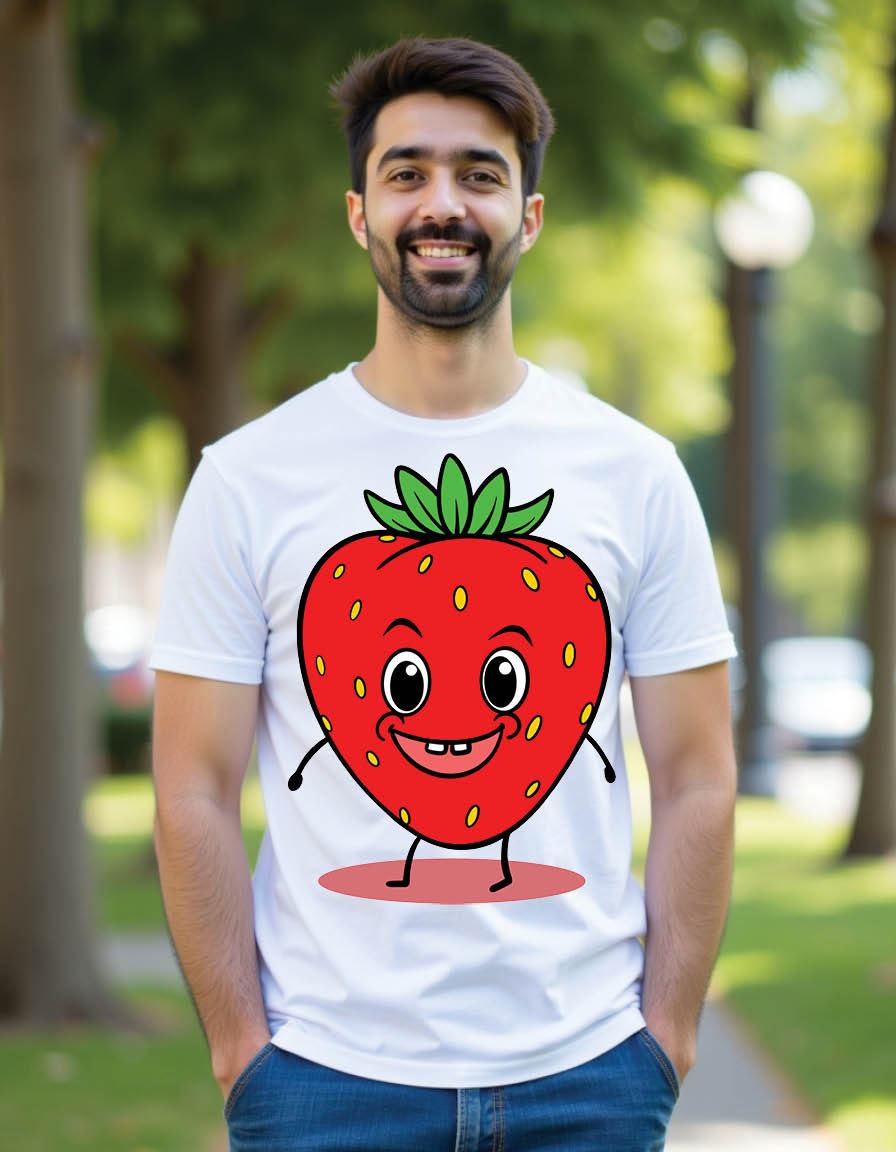 Thumbnail: litle strawberry cartoon mens printed graphic t shirt
