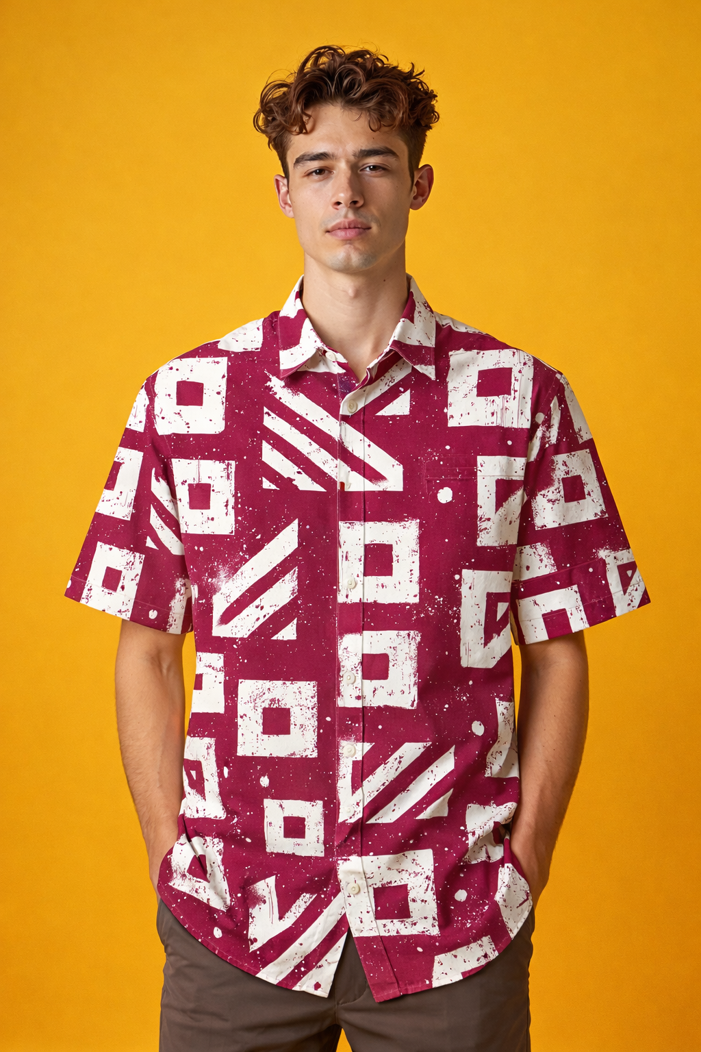 Bold Designed Elite Patterned All Over Print Oversized Shirt