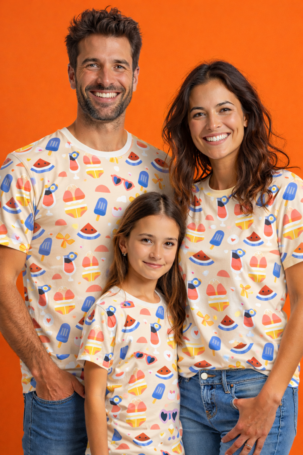 Family beach vibes matching printed tees pack of 3