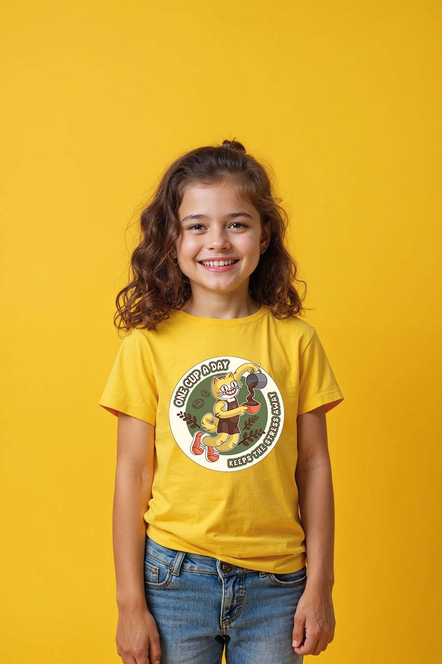 Thumbnail: Drink One Cup Of Coffee A Day Cool Typography Print T-Shirt for Kids – Artwork