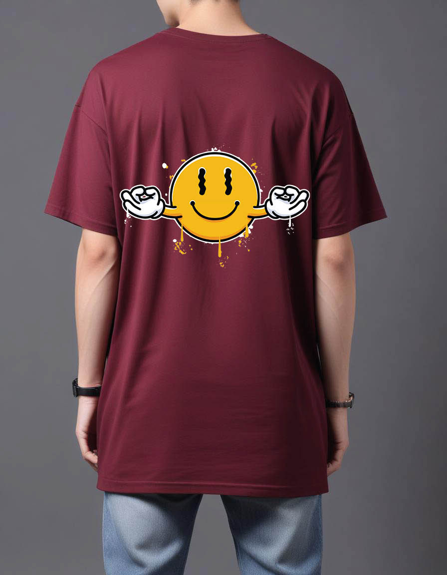 Thumbnail: hand drawn relax vibes emoticon Oversized Printed t shirt