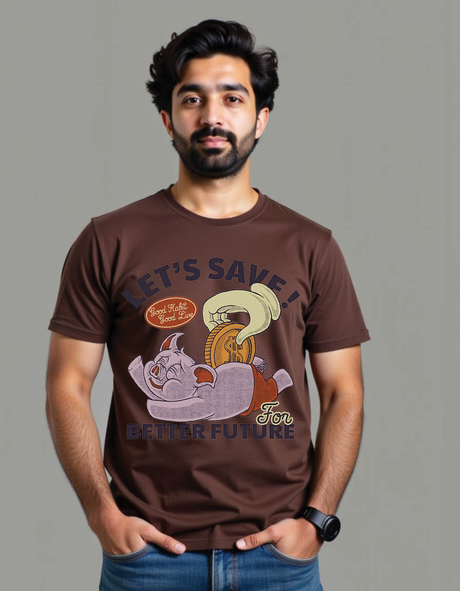 Thumbnail: emblem of funny piggy bank mens printed graphic t shirts