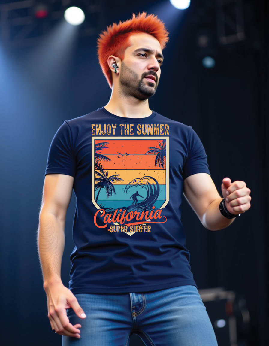 Thumbnail: enjoy summer california super surfer summer beach mens printed graphic t shirt