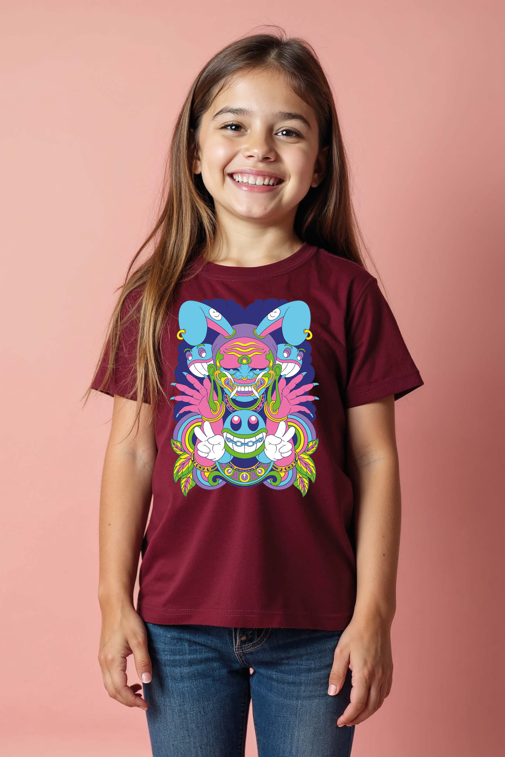Colorful Monster Graphic Kids T-Shirt – Funky Cartoon Art Tee for Boys &