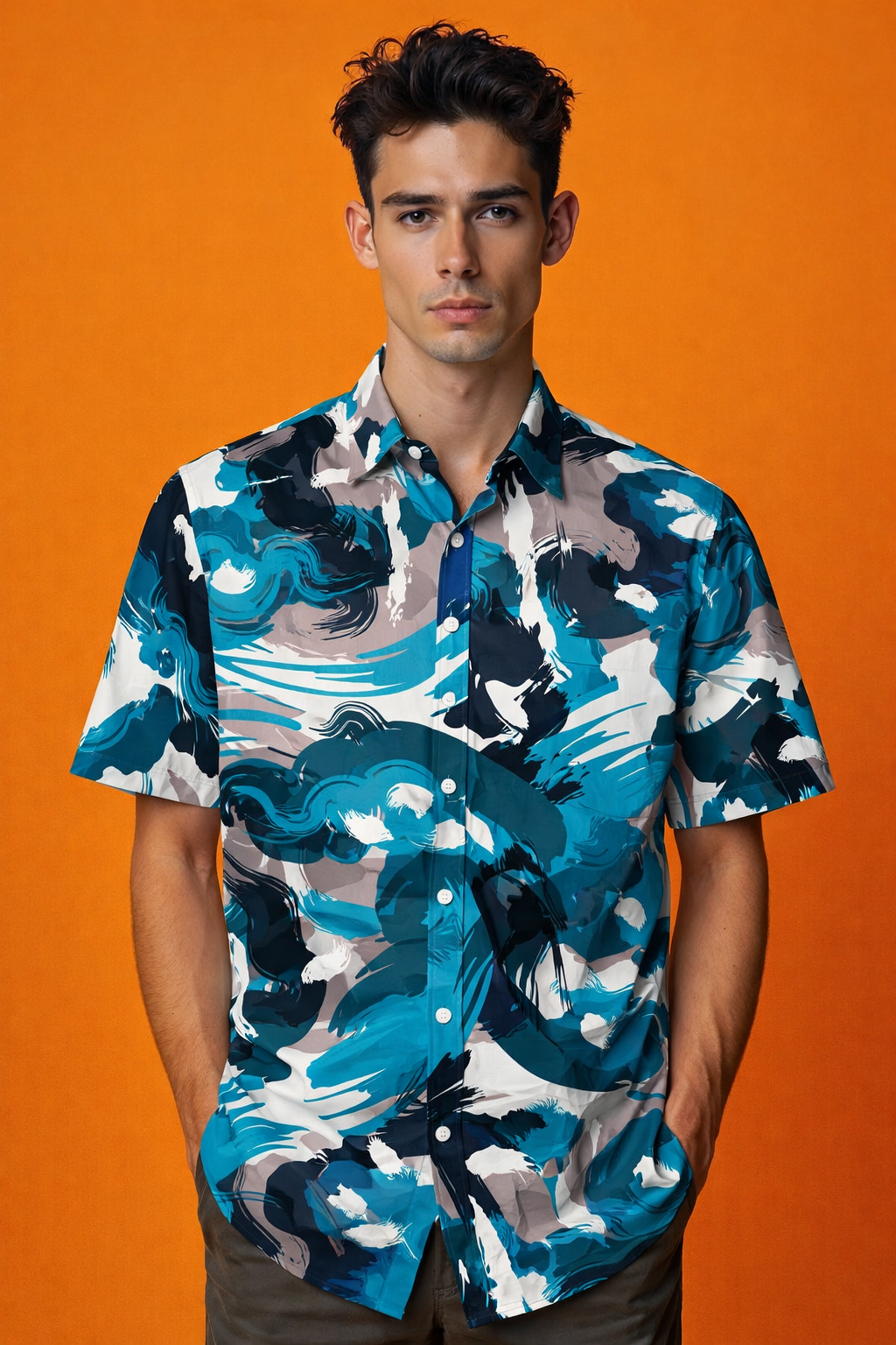 Abstract Tide Brushstroke Trendy Comfort Pattern All Over Print Oversized Shirt