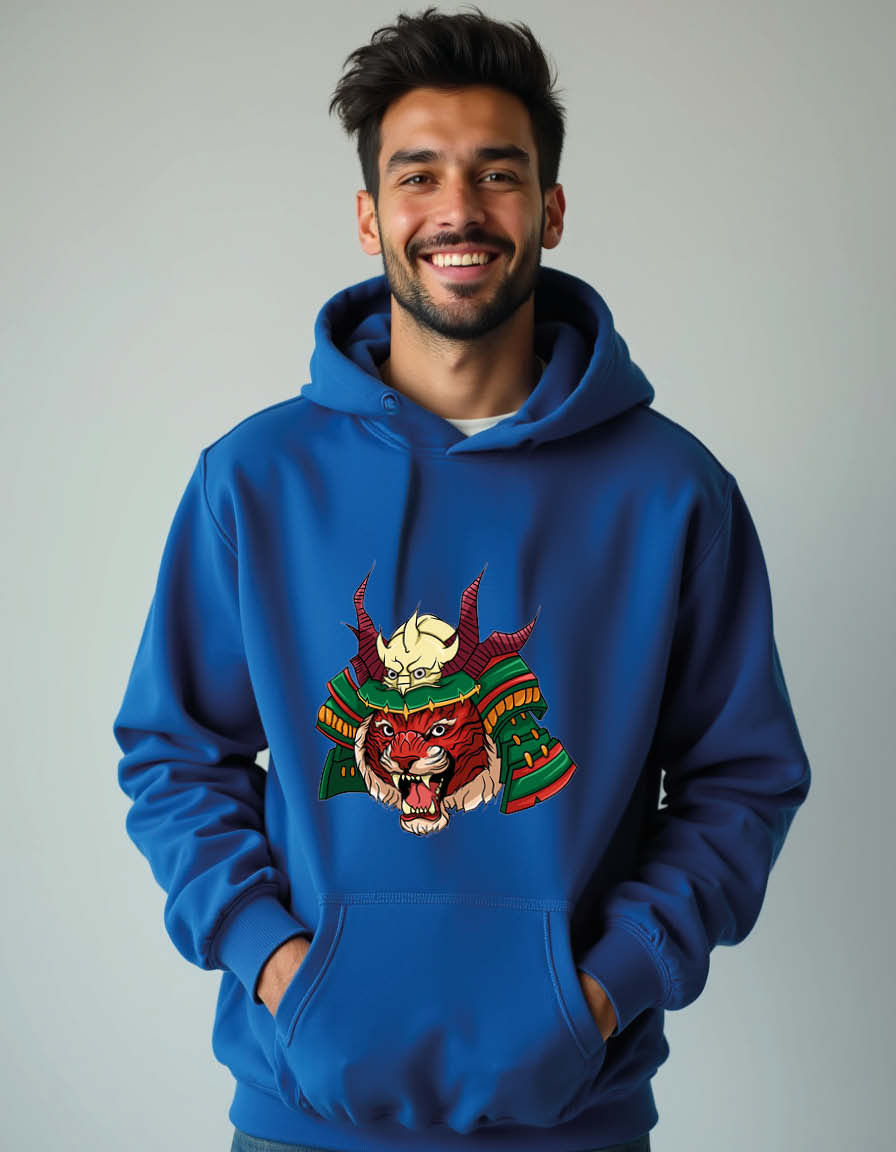 Thumbnail: Samurai Demon Oni Mask Urban Unisex Printed Graphic Hoodies For Men & Women