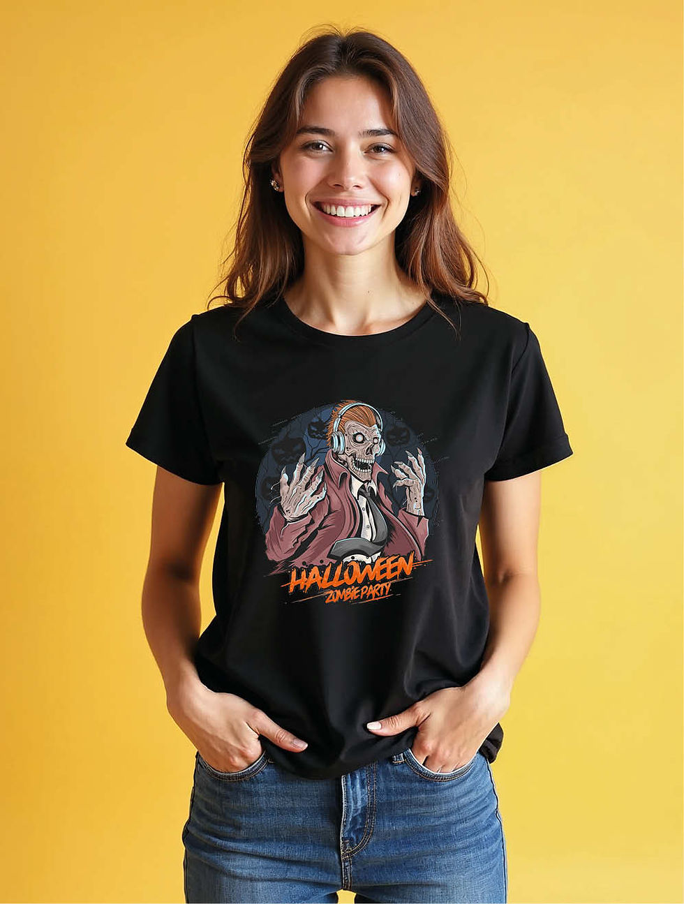 Thumbnail: halloween zombie party Urban Women’s Printed Graphic Streetwear T-Shirt – Buy