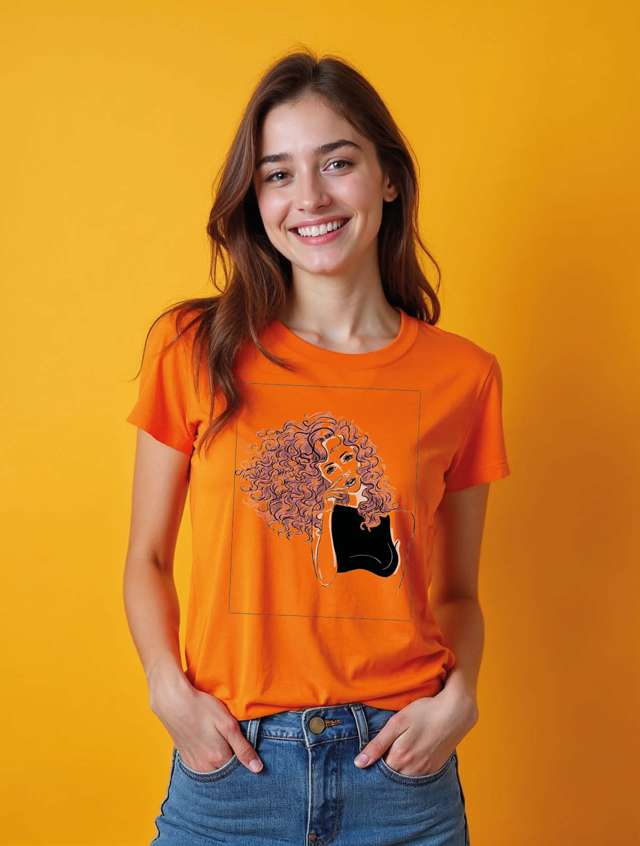 Vibrant Curls Tee Chic Women’s Streetwear T-Shirt – Fast Delivery
