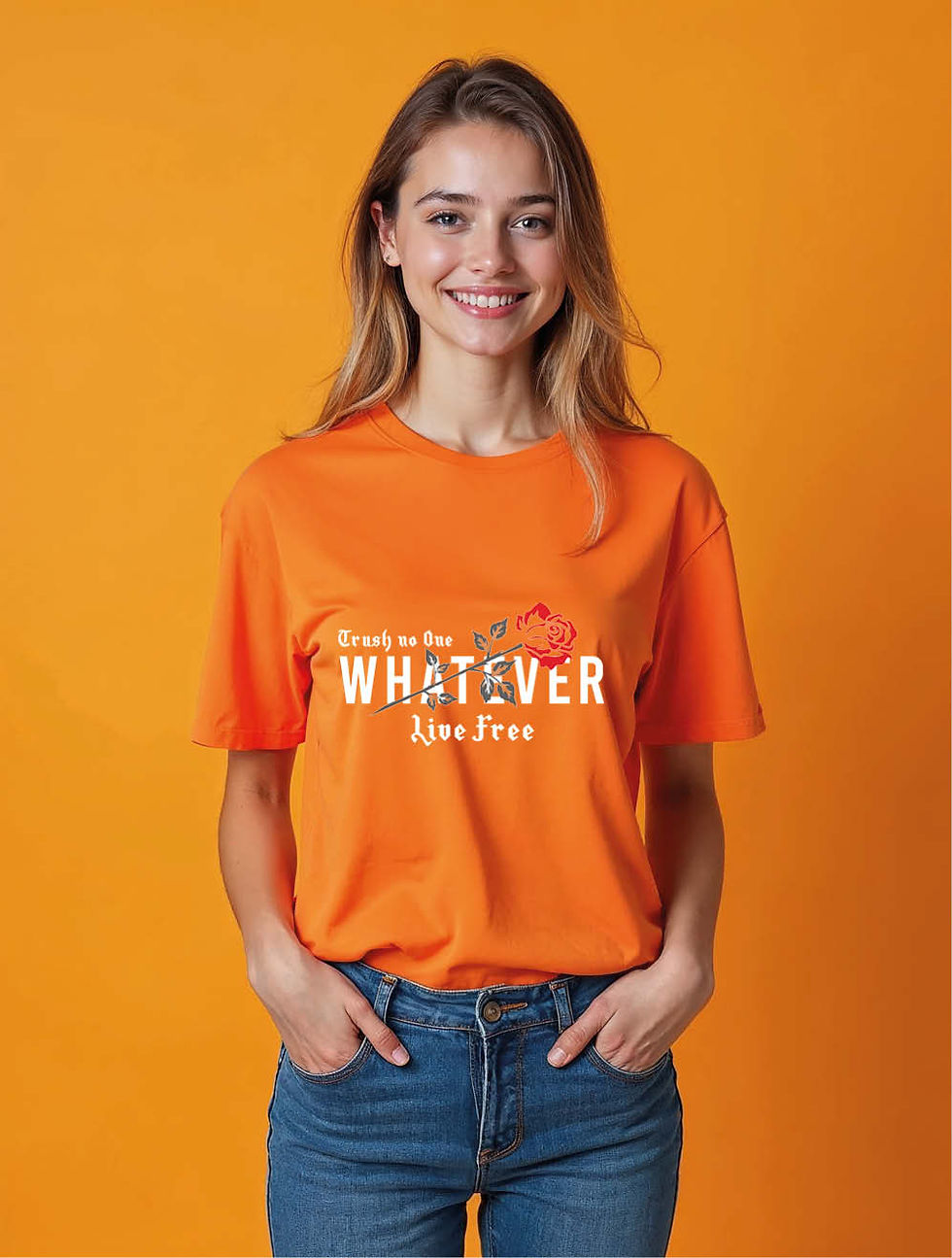 Thumbnail: whatever live free Casual Womens Printed Graphic Streetwear T-Shirt – Best Price