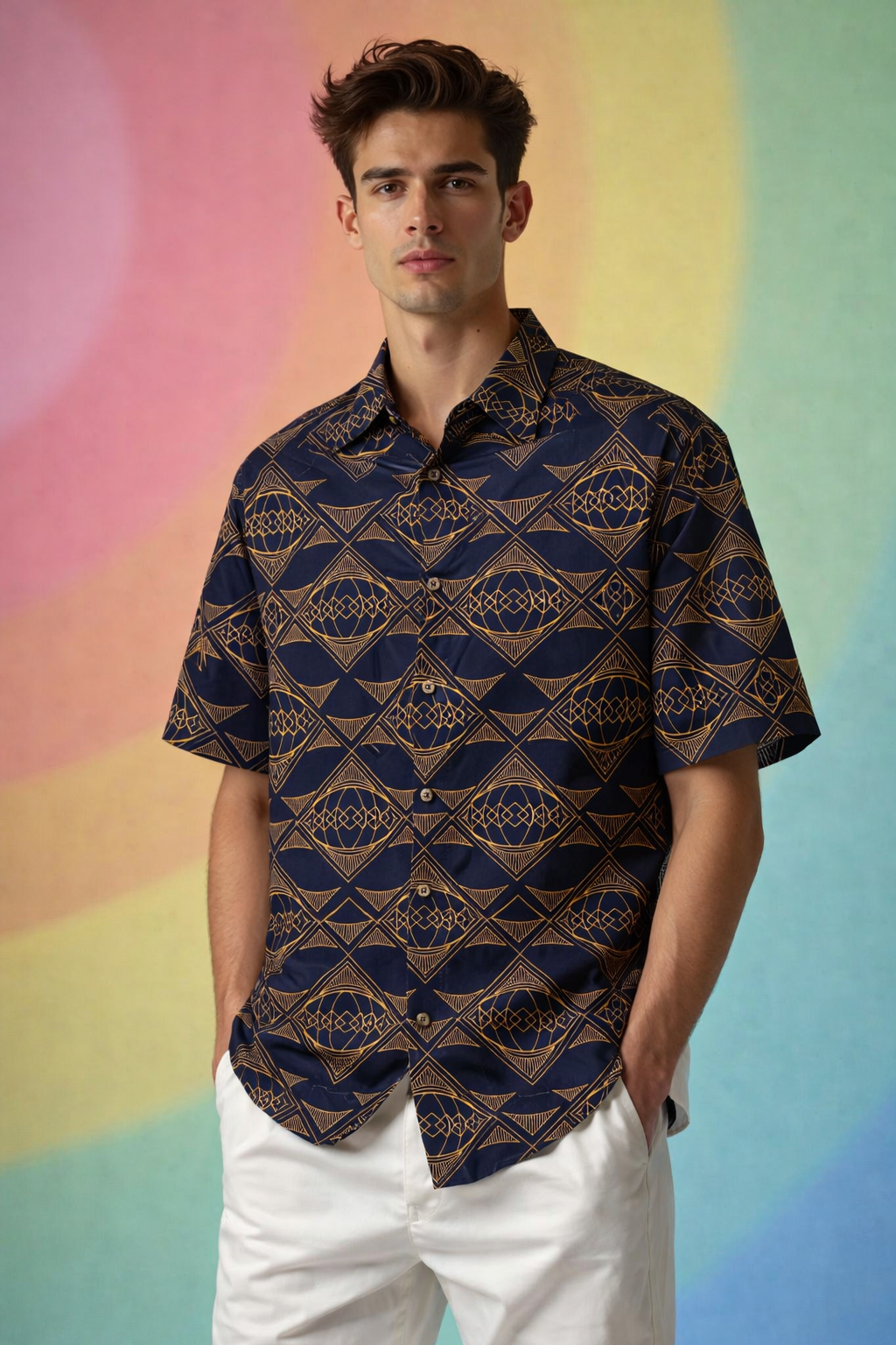 Geometric Designer Trend Patterned Oversized Shirt – Full Print